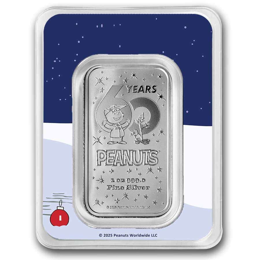 Peanuts® 60th A Charlie Brown Christmas 1 oz Colorized Silver Bar